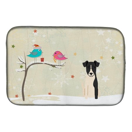 CAROLINES TREASURES Christmas Presents Between Friends Smooth Fox Terrier Dish Drying Mat BB2570DDM